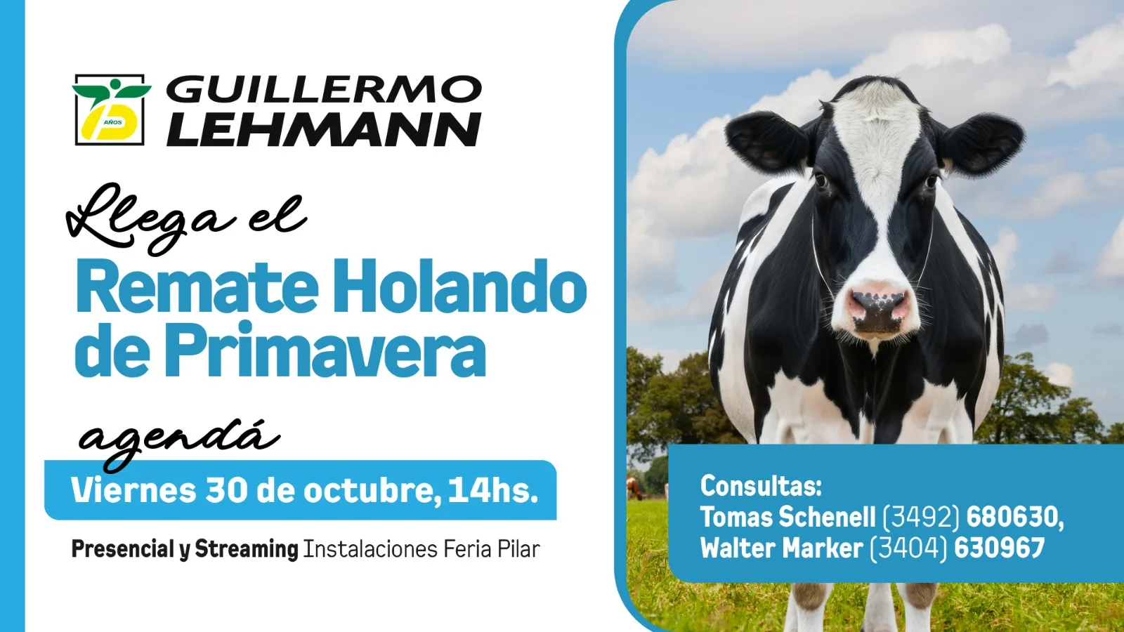 Remate Especial Holando - Viernes 28 de Agosto 14hs - Expo Rural Rafaela, Sociedad Rural de Rafaela