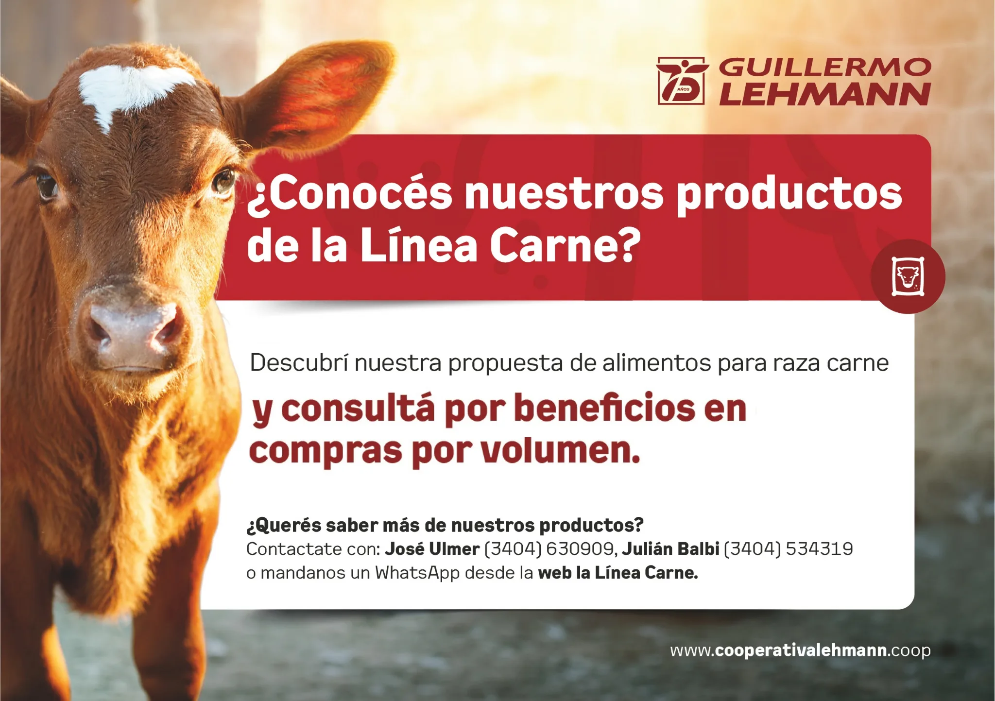 Linea Carne Cooperativa Guillemo Lehmann. Para reproductores raza carne