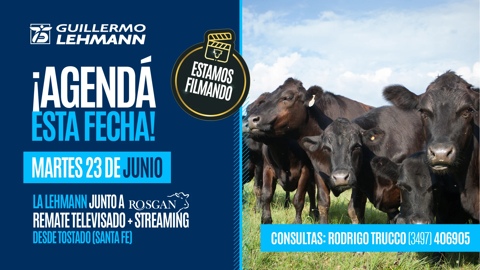 Remate Rosgan martes 23 de junio - Remate televisado + streaming desde Tostado, Santa Fe